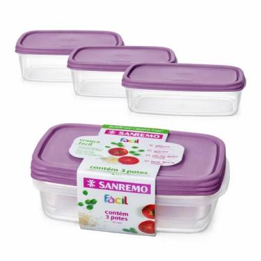 Imagem de Kit 3 Potes Plásticos 1,8L Sanremo Com Tampa Vedação Segura
