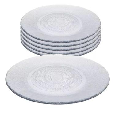 Imagem de Jogo 6 Pratos Raso Vidro Transparente Acquamarine 22,4cm - Durax