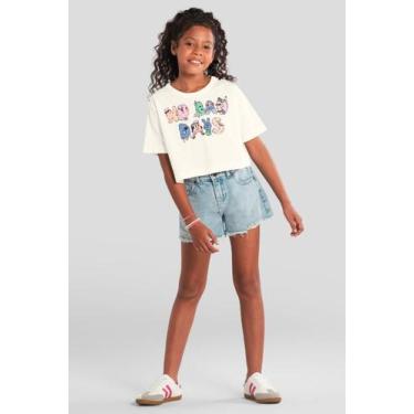 Imagem de Blusa infantil menina cropped estampada Brandili, Natural, 4