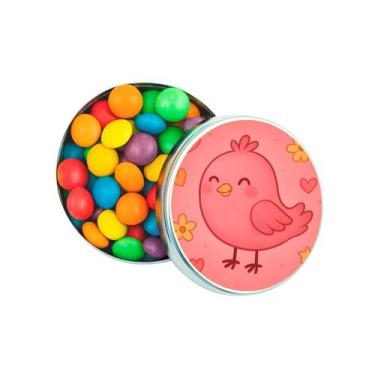Imagem de Kit 30 Latinhas Lembrancinhas Passarinho Rosa Cor: Prateado - Gil Fest