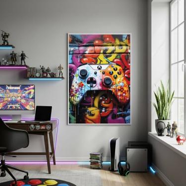 Imagem de Quadro Decorativo Controle XBOX Branco-70x50cm Mold Branca