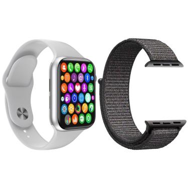 Imagem de Kit Smartwatch Iwo8 Lite Plus Branco + Pulseira Cinza