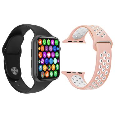 Imagem de Kit 1 Smartwatch Iwo8 Lite Plus Preto + 1 Pulseira Rosa
