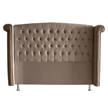 Imagem de Cabeceira para Cama Box Toquio Casal Suede Capitonê 140x133x26cm Inox Do Lar Móveis e D...
