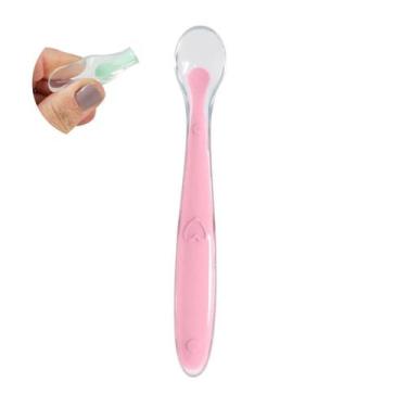 Imagem de Colher Infantil De Silicone Macio Anatômica, Rosa