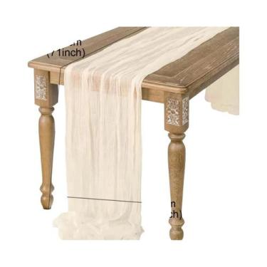 Imagem de Caminho De Mesa De Gaze Semitransparente Sage, Estilo Vintage, Para Ca