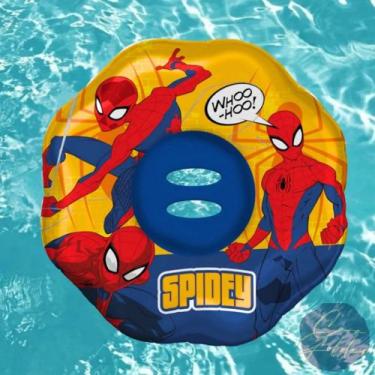 Imagem de Boia Circular c/Fralda Inflavel Infantil 56cm Homem Aranha - etitoys