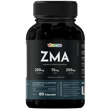 Imagem de ZMA Vitaease  Magnésio Zinco Vitamina B6  60 Cápsulas, 1 Pote