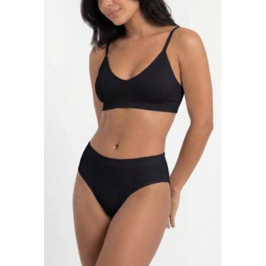 Imagem de Calcinha de Lingerie Feminino Giuli Sem Costura em Poliamida, M, Preto