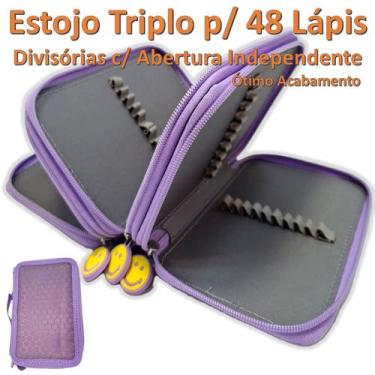 Imagem de Estojo para Lápis até 48Cores com divisórias Individuais com zíper Pre