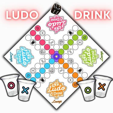 Imagem de Jogo de Tabuleiro Ludo Drink Tpc 3 em 1 com 16 Copos de Acrílico Transparente Ideal par...