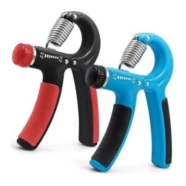 Imagem de Hand Grip de Mola Ajustável para Fortalecimento de Mãos, Punhos, Dedos e Antebraço com Pegador Emborrachado Preto, Azul