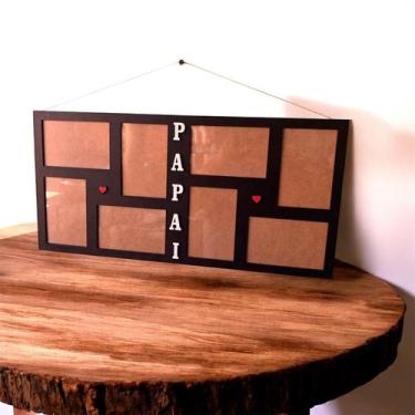 Imagem de Porta-retrato PAPAI 8 fotos MDF com cordinha para pendurar - personali