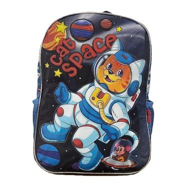 Imagem de Mochila De Costas Infantil Criança Unissex Escolar gato espacial-Unissex