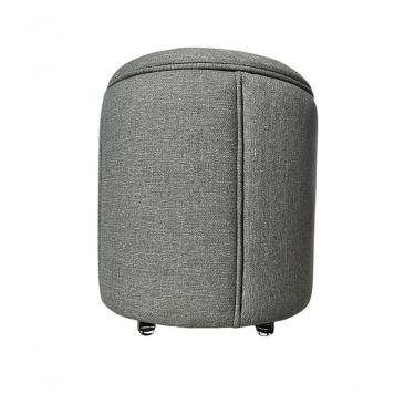 Imagem de Puff Redondo Baú Não é Segredo Debrum Linho Cinza Vazado 54x60 Ns0609