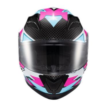 Imagem de Capacete Texx Strike moto motociclista -, Ride Azul Rosa Branco e Pret