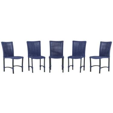 Imagem de 5 Cadeiras de Jantar Cannes de Alumínio com Pintura Preta e Trama Tela