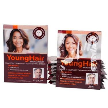 Imagem de Shampoo Tonalizante Castanho Young Hair Sem Amônia 10 Sachês 25ml