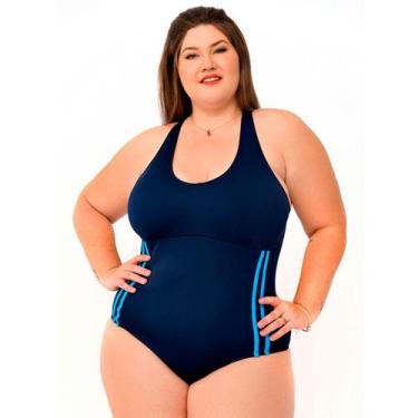 Imagem de Maiô Plus Size Para Natação, Hidroginástica, Marinho, Com Touca - Acqu