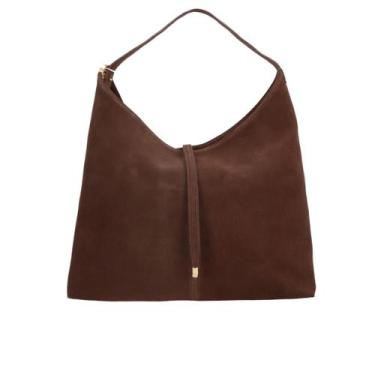 Imagem de Bolsa Luiza Barcelos Femininas Hobo Café Camurça - Média, Coffee, Únic