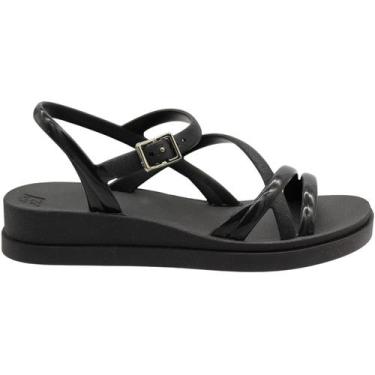 Imagem de Sandália Plataforma Zaxy Classy Tiras Feminina, Preto, 38