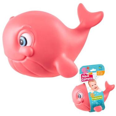 Imagem de Baleia De Brinquedo Vinil Macio Bebê Mordedor Grande Banho Rosa - Come