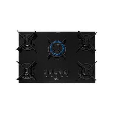 Imagem de Cooktop a Gás Fischer Fit Line 5 Bocas Vidro Temperado Trempe Iron Preto Bivolt
