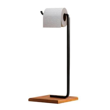Imagem de Suporte Porta Papel Higiênico de Chão Preta para Banheiro com Base em 