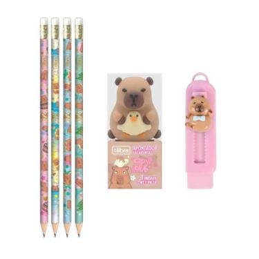 Imagem de Kit Capyclub Capivara Tilibra - Lápis + Borracha + Apontador