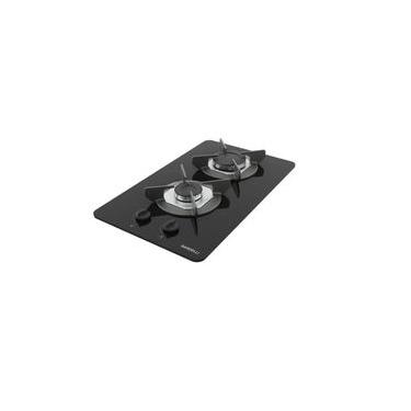 Imagem de Cooktop de Embutir a Gás Nardelli Safe 2 Bocas Ferro Fundido Vidro Preto Bivolt
