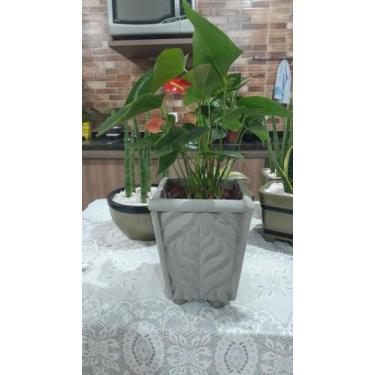 Imagem de Vaso de cimento para flores folha 24X19 - Sebá , dourado