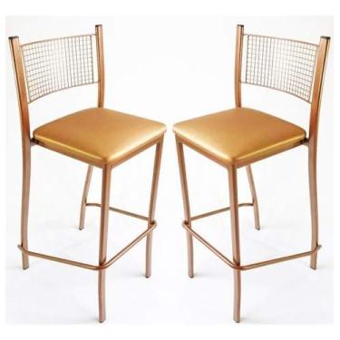 Imagem de Kit 2 Banquetas Empilhável Cozinha Cobre Alta - Poltronas do Sul