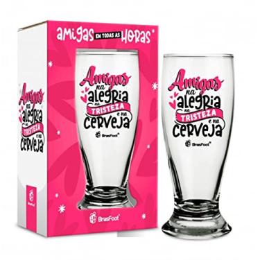 Imagem de Copo Vidro Munich 200ml Amigas Na Alegria E Na Cerveja - Brasfoof