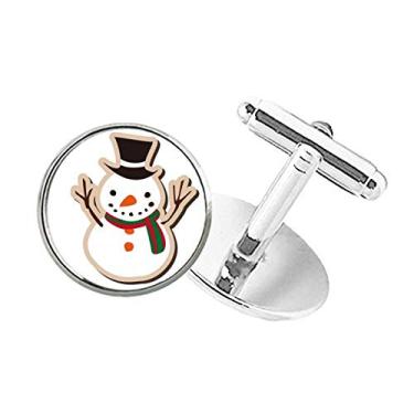 Imagem de DIYthinker Abotoaduras de Natal com clipe de punho redondo e boneco de neve
