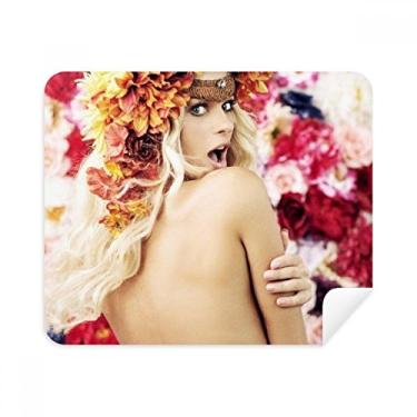 Imagem de Naked Flowers decorada Enthusiastic Lady Pano de limpeza Limpador de tela 2 peças Tecido de camurça