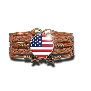 Imagem de Pulseira Feminina Bandeira dos Estados Unidos da América Ajustável