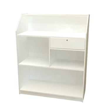 Imagem de Balcão Caixa Recepção Loja Comercial Mdf Branco Gaveta