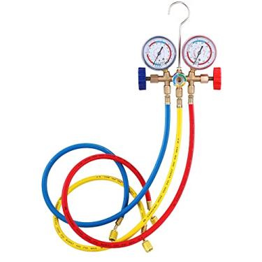 Imagem de Qudai Ferramentas ajustadas do condicionamento de ar do calibre múltiplo do líquido refrigerante com mangueira e gancho para R12 R22 R404A R134A NP