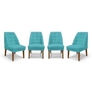 Imagem de Kit 4 Cadeiras De Jantar Paris Suede Azul Turquesa - Meular Decor - Me