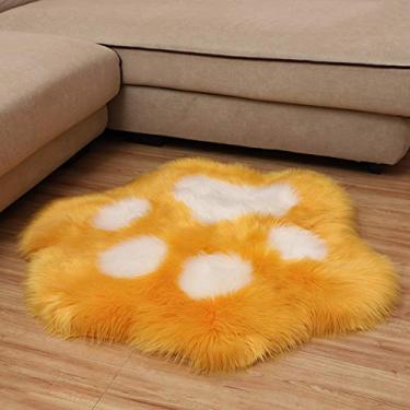 Imagem de Tapetes de área falsos, tapete macio antiderrapante e lavável bonito impressão de pata em forma de pilha longa para sala de estar quarto estudo banheiro varanda tapete de cabeceira almofada de sofá cadeira, A, 45 * 45 cm