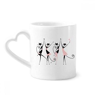 Imagem de Caneca de gato Celebrate Party Cheers Caneca de café cerâmica copo de coração de vidro