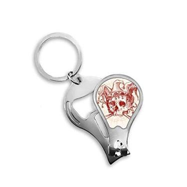 Imagem de Coringa Coroa Vermelha Esqueleto Poker Padrão Cartão Cortador de Unhas Abridor Chaveiro Tesoura