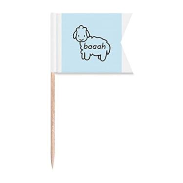 Imagem de Bandeiras de palito de dente de cabra de carneiro adorável clareador marcação para bolo de festa comida prato de queijo