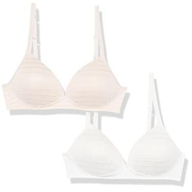 Imagem de Warner's Sutiã feminino Blissful Benefits sem fio para levantar camiseta, pacote com 2 Rn1102w, Branco/Água de rosas, 38B