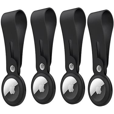 Imagem de Nandos-Store - Capa AirTag compatível com Apple AirTags - Capa protetora de silicone antiarranhões para chaveiro, mochilas, localizador de carteira - NSmart_store (Airtag 2021, Kit 4 Pretos)