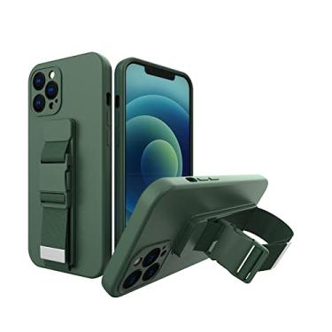Imagem de Pulseira esportiva ao ar livre casal capa de telefone estética para iphone 14 13 12 11 pro max xr xs x 7 8 plus se mini capa de telefone resistente a quedas, verde escuro, para iphone 8 plus