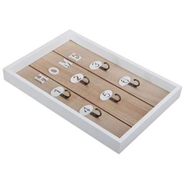 Imagem de Porta de entrada de madeira nórdica varanda decorativa gancho chave armário loja parede armazenamento rack decoração pendurar na parede para sala de estar corredor(D)