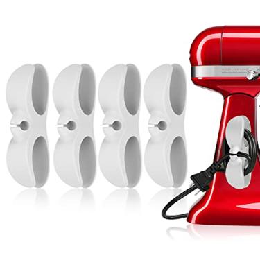 Imagem de Organizador de cabos para eletrodomésticos, enrolador de cabo UMUST para eletrodomésticos, suporte de cabo projetado mais recente, enrolador de cabos, cabo de envoltório firme para máquina de café, panela de pressão etc (branco)