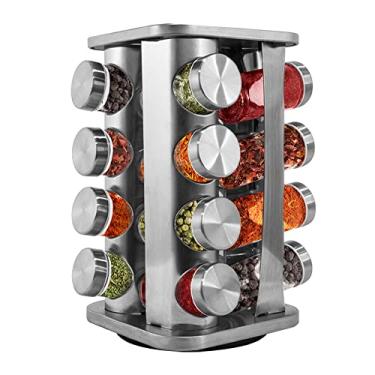 Imagem de Porta Temperos Condimentos 16 Potes Giratorio Quadrado Inox MM House
