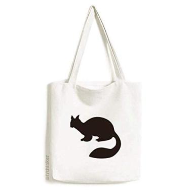 Imagem de Bolsa de lona preta Marten Animal Portrayal bolsa de compras casual bolsa de mão